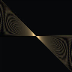 Abstract Geometric Composition with Golden Lines on Black. Abstract gold lines on black background