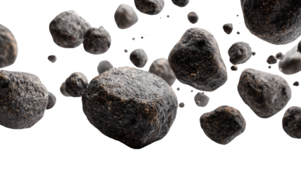 Dark space filled with many grey-brown rocks