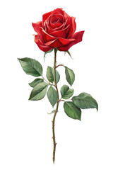 Detailed illustration of a single red rose. 
