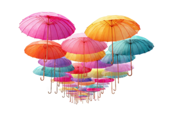 Colorful umbrellas in a heart shape