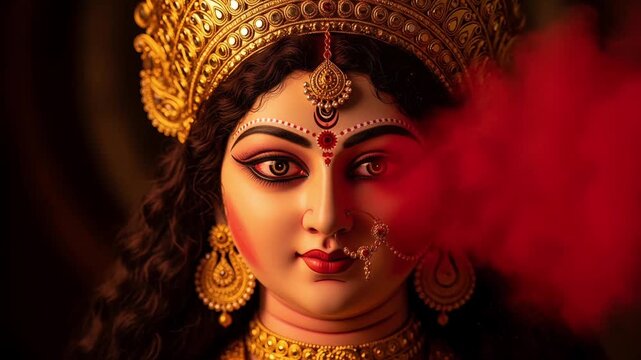Durga Devi in a Traditional Festive Setting