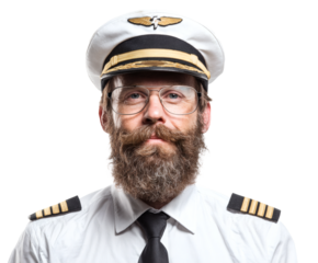 Experienced pilot with a confident expression