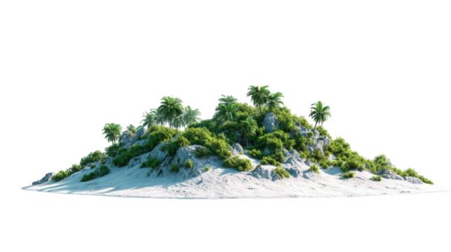 Lush tropical island, digital render
