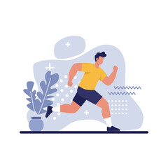 Active Running Man Illustration for a Healthy Lifestyle, Vector Graphic, Fitness, and Sport.