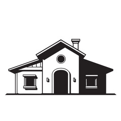 House Vector Black and white illustration