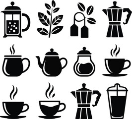 Beverage Icons French Press Coffee Tea Maker Cups coffee maker