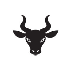 Bull Head Icon Black and white illustration
