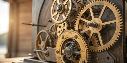 Obraz premium Complex Gears Mechanical Steampunk Mechanism, Time , Engineering