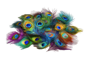 Obraz premium Colorful peacock feathers cluster