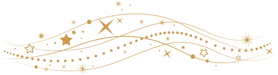 Sparkles star border in wave shape .Golden shine stars icon . Bright sparkle firework . Christmas decoration . Flash , shine sparkle icon , glare , blink star .