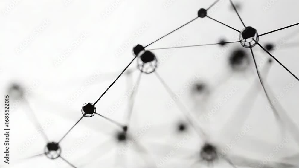 Poster network nodes connecting, expanding and sharing data on white background
