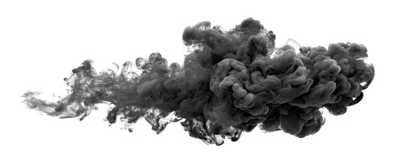 Abstract grayscale image of a large, textured cloud of smoke or ink