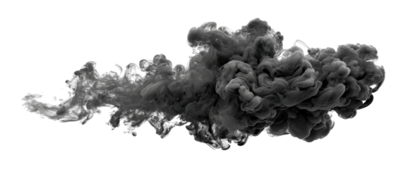 Abstract grayscale image of a large, textured cloud of smoke or ink