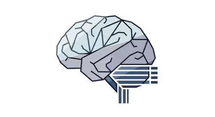 Abstract illustration of a brain, stylized with geometric shapes and lines, suggesting neural pathways.