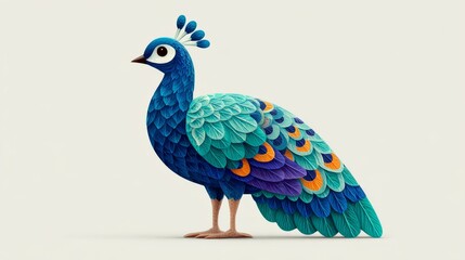 Fototapeta premium Creative cartoon peacock art