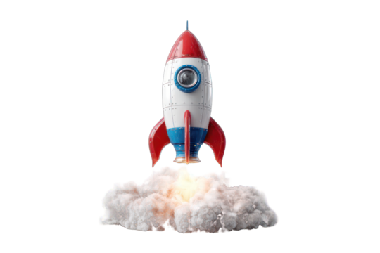 Retro rocket launching, vivid colors