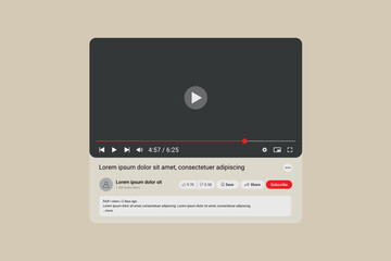 Realistic Video Player UI UX with Playback Controls Template.