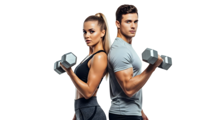 Fit Couple Working Out Together Holding Dumbbells for a Healthy Lifestyle