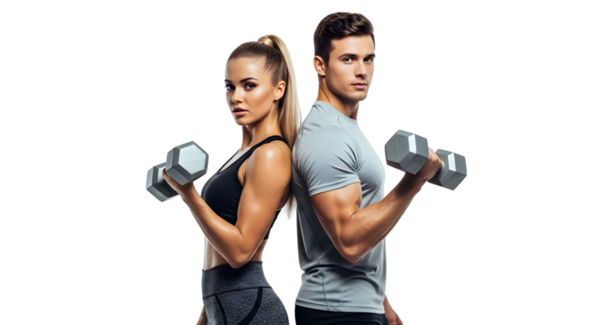 Fit Couple Working Out Together Holding Dumbbells for a Healthy Lifestyle