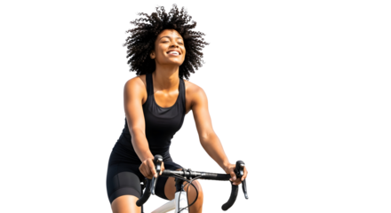 Healthy Woman Riding Bicycle Outdoors Enjoying Sunny Day Lifestyle