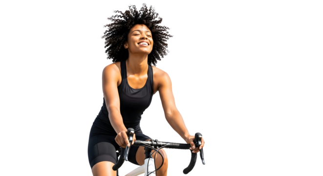 Healthy Woman Riding Bicycle Outdoors Enjoying Sunny Day Lifestyle - Powered by Adobe