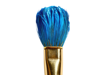Close-up of a vibrant blue paintbrush tip