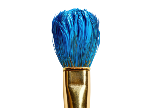 Close-up of a vibrant blue paintbrush tip