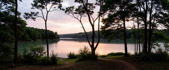 sunset over the river