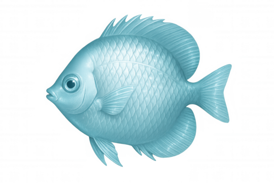 Marine tropical fish swimming near coral reef with transparent background, ideal for digital design