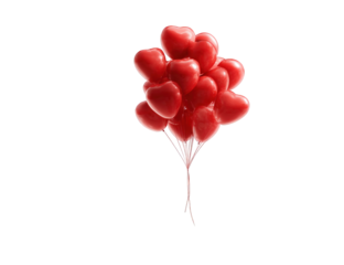 Cluster of red heart-shaped balloons