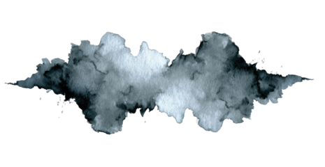 Abstract watercolor cloud shape, dark gray and white