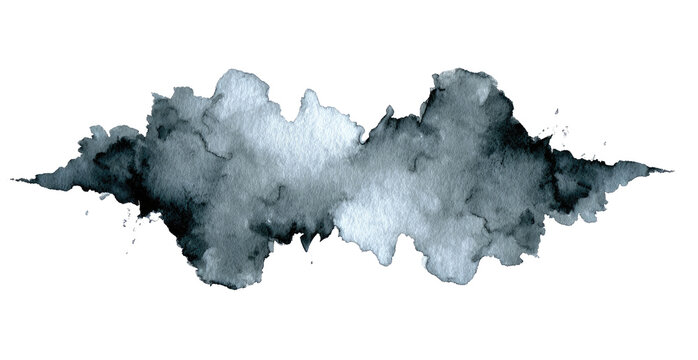 Abstract watercolor cloud shape, dark gray and white - Powered by Adobe