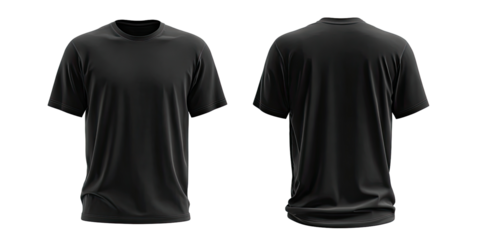 Front and back view of a blank black t-shirt (1)