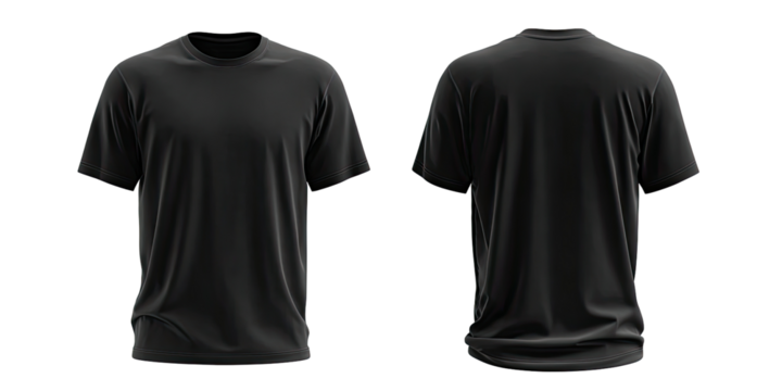 Front and back view of a blank black t-shirt (1)