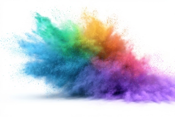 rainbow color powder dust explosion PNG transparent background isolated graphic resource. Celebration, colorful festival, run or party element