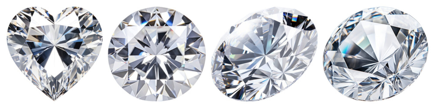 PNG Sparkling diamonds in various shapes, element set on transparent background