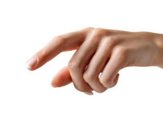 Close-up of a light-skinned hand, pointing outward