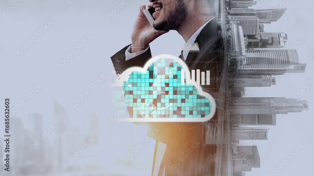 Poster cloud computing, cloud strategy, and cloud technology transforming digital infrastructure with scala