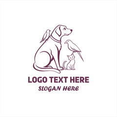 Pet Care Logo Set – Dog, Cat & Bird Vector Design