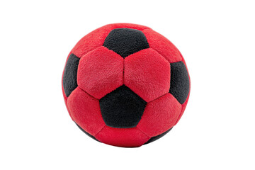 Red and black soccer ball, plush texture
