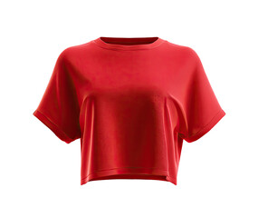 Red cropped short-sleeve top,  front view.  3D model