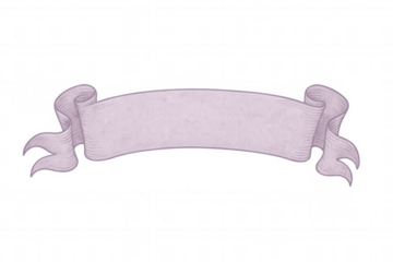 Pastel purple hand-drawn vintage ribbon banner floating against transparent backdrop, lending soft elegance to graphic projects