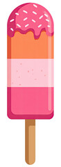 Colorful popsicle with three layers of vibrant colors