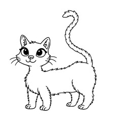 Obraz premium An adorable cartoon cat stands with playful energy and expression. its captivating gaze and slender form create a sense of joy and happiness.