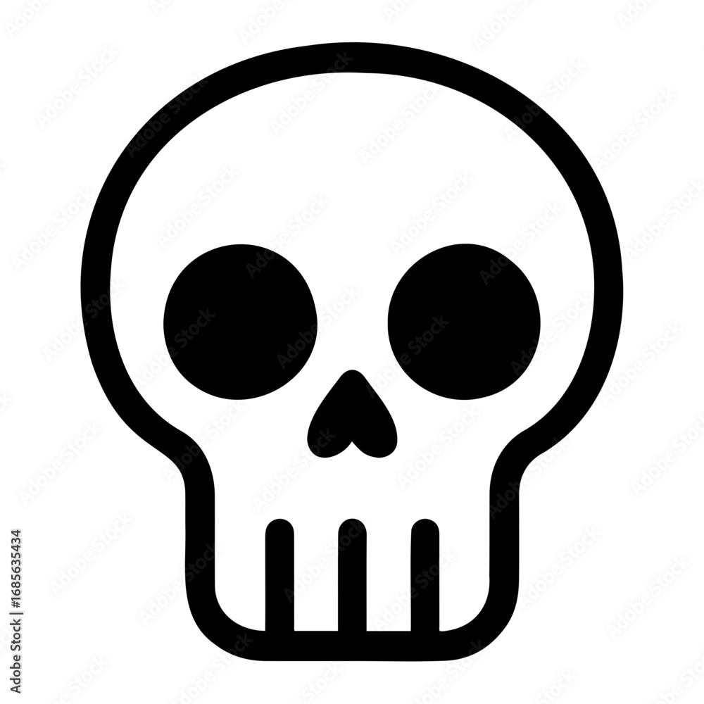 Aufkleber vector a simple black and white skull with round eyes and a triangular nose shape icon