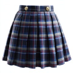 Stylish Pleated Plaid Mini Skirt Fashion Apparel Blue Red White Check Pattern School Girl Outfit