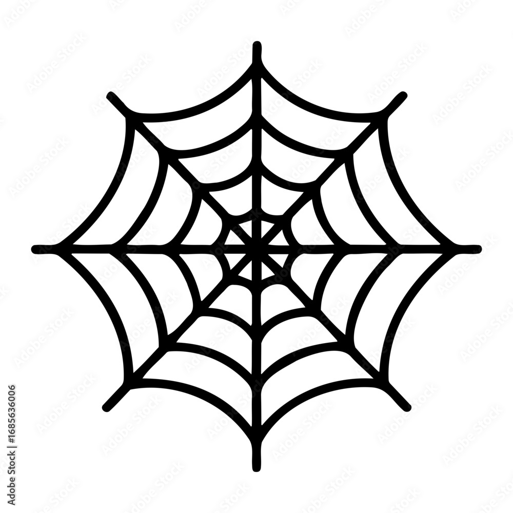 Poster Vector illustration of a symmetrical spiderweb with multiple layers and radial design