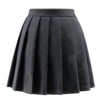 A Stylish Dark Grey Pleated Mini Skirt Fashion Apparel Isolated on White Background