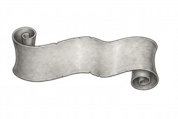 Detailed vintage scroll banner illustration on a transparent background, perfect for design projects needing a classic touch