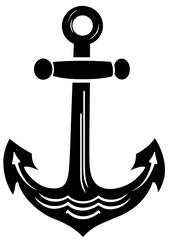 Solid black graphic of an anchor